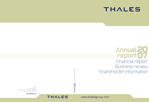 Thumbnail Thales Annual Report 2007