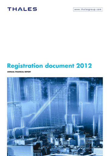 Miniature Thales Document d'enregistrement universel 2012