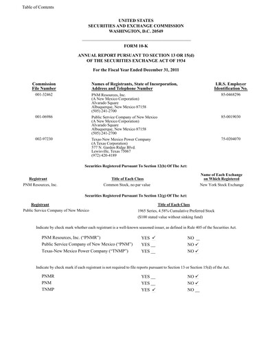 Thumbnail TXNM Energy Annual Report 2011