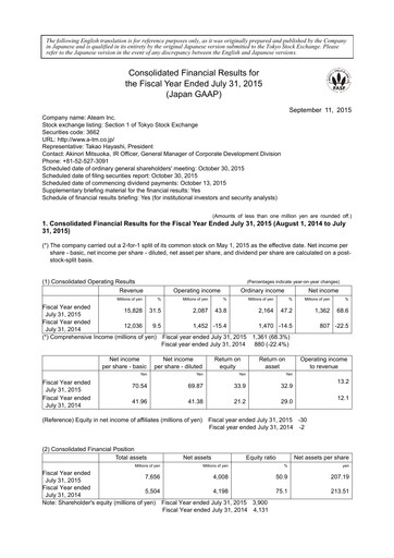 Miniature Ateam Bilan financier fy2015