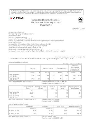 Miniature Ateam Bilan financier fy2024