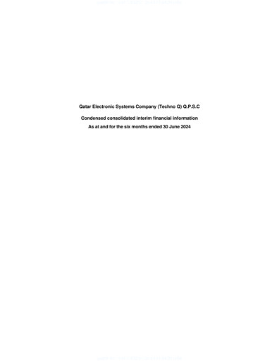 Thumbnail Qatar Electronic Systems Half-year Report 2024-h1