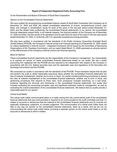 Thumbnail South Bow Financial Statement 2025
