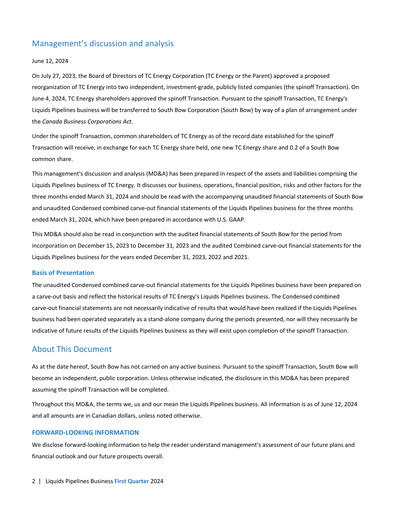Thumbnail South Bow Quarterly Report 2024-q1