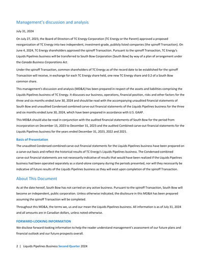 Thumbnail South Bow Quarterly Report 2024-q2