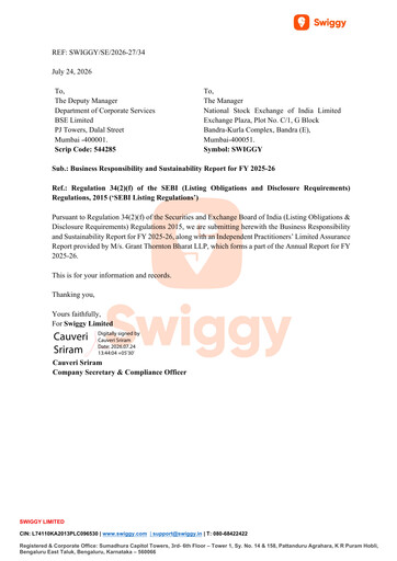 Thumbnail Swiggy ESG Report 2026