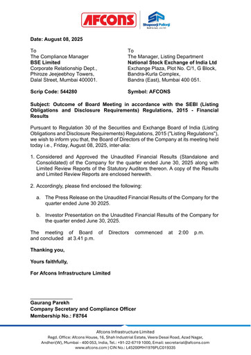 Vorschaubild Afcons Infrastructure Quartalsbericht 2025-q1