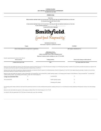Thumbnail Smithfield Foods Quarterly Report 2026-q1