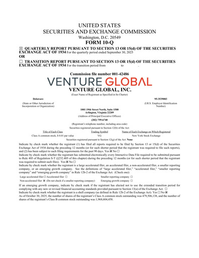Thumbnail Venture Global Quarterly Report 2025-q3
