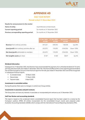 Thumbnail Vault Minerals Half-year Report 2026-h1