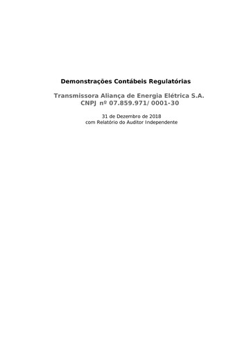 Vorschaubild Taesa (Transmissora Aliança de Energia Elétrica) Finanzbericht 2018