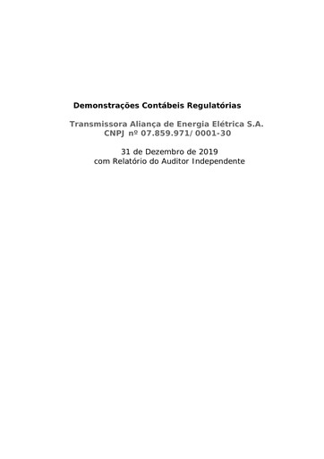 Vorschaubild Taesa (Transmissora Aliança de Energia Elétrica) Finanzbericht 2019