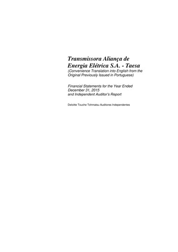 Thumbnail Taesa (Transmissora Aliança de Energia Elétrica) Financial Statement 2015