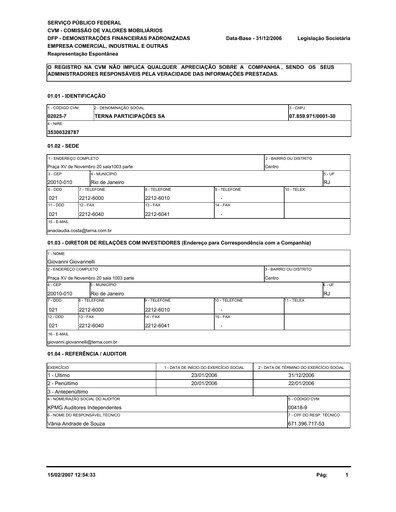 Thumbnail Taesa (Transmissora Aliança de Energia Elétrica) Financial Statement 2006