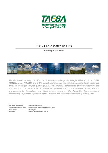 Miniature Taesa (Transmissora Aliança de Energia Elétrica) Rapport trimestriel 2012-q1