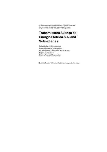 Thumbnail Taesa (Transmissora Aliança de Energia Elétrica) Quarterly Report 2026-q2