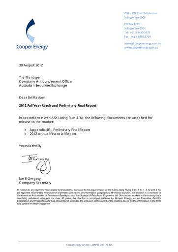 Thumbnail Amplitude Energy Financial Report 2012