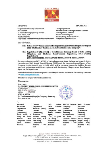 Thumbnail Aditya Birla Real Estate Annual Report 2022-2023