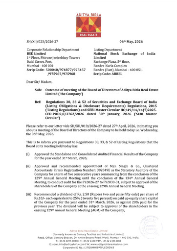 Thumbnail Aditya Birla Real Estate Quarterly Report 2026-q4