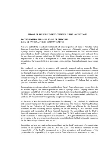 Vorschaubild Bank of Ayudhya Finanzmitteilung 2011-h1