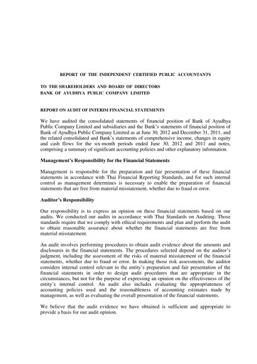 Vorschaubild Bank of Ayudhya Finanzmitteilung 2012-h1