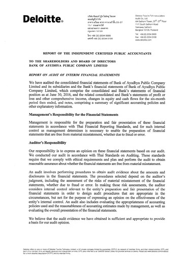Vorschaubild Bank of Ayudhya Finanzmitteilung 2016-h1