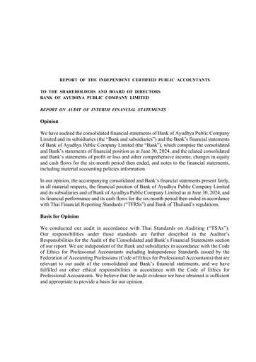 Vorschaubild Bank of Ayudhya Finanzmitteilung 2024-h1