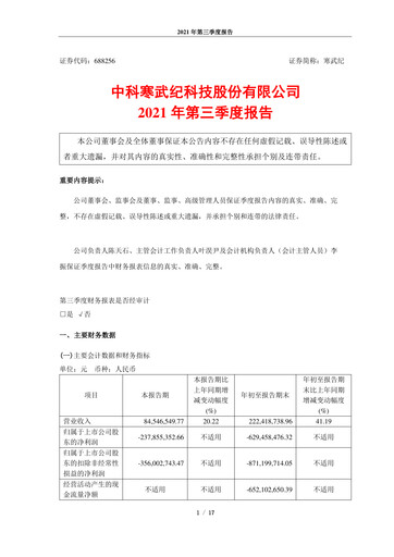 Thumbnail Cambricon Technologies Quarterly Report 2021-q3