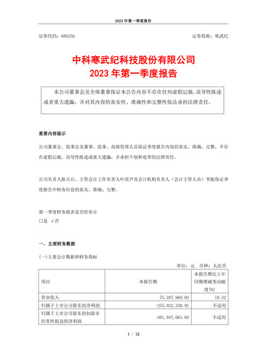 Thumbnail Cambricon Technologies Quarterly Report 2023-q1