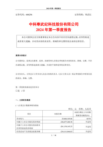 Thumbnail Cambricon Technologies Quarterly Report 2024-q1