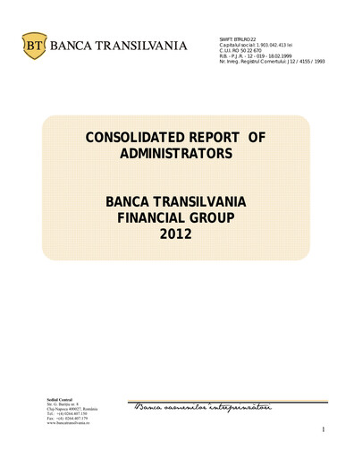 Miniature Banca Transilvania Rapport financier 2012