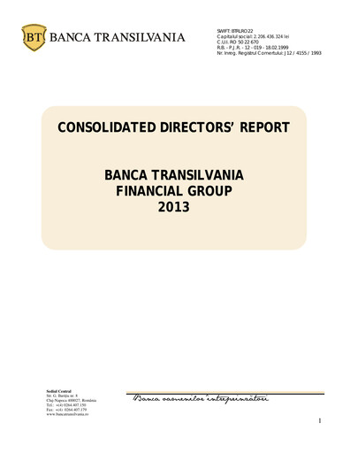 Miniature Banca Transilvania Rapport financier 2013