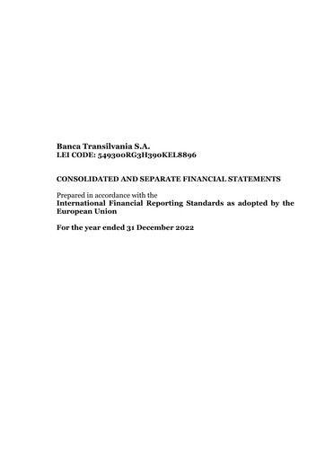 Miniature Banca Transilvania Bilan financier 2022