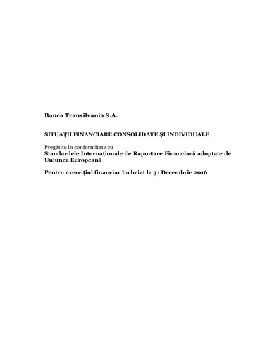 Miniature Banca Transilvania Bilan financier 2016