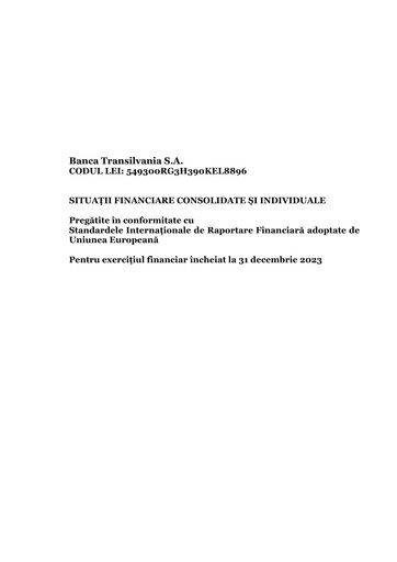 Miniature Banca Transilvania Bilan financier 2023