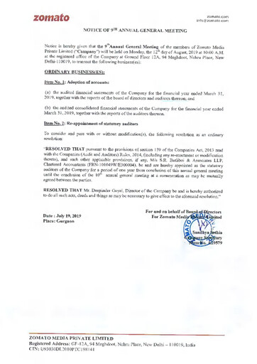 Vorschaubild Eternal (Zomato) Jahresbericht 2018-2019