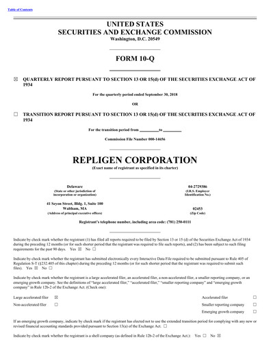 Thumbnail Repligen
 Quarterly Report 2018-q3