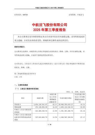 Thumbnail AVIC Shenyang Aircraft Company Limited Quarterly Report 2025-q3