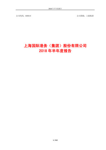 Miniature Shanghai International Port Group (SIPG) Rapport semestriel 2018-h1