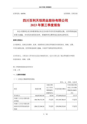 Thumbnail Sichuan Biokin Pharmaceutical Quarterly Report 2023-q3