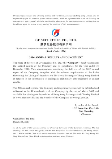 Thumbnail GF Securities Annual Report 2016