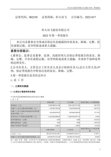 Thumbnail iFLYTEK Quarterly Report 2022-q1