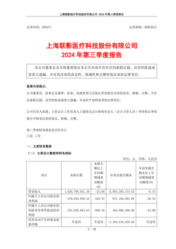 Miniature Shanghai United Imaging Healthcare Rapport trimestriel 2024-q3