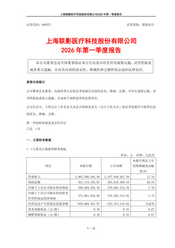 Miniature Shanghai United Imaging Healthcare Rapport trimestriel 2026-q1