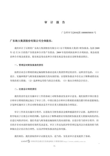 Thumbnail Guangdong HAID Group Financial Statement 2009