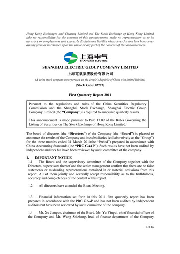 Miniature Shanghai Electric Group Rapport trimestriel 2011-q1