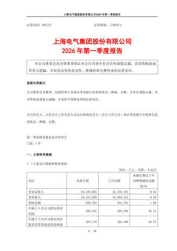 Miniature Shanghai Electric Group Rapport trimestriel 2026-q1