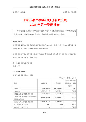 Thumbnail Beijing Wantai Biological Pharmacy Enterprise Quarterly Report 2026-q1