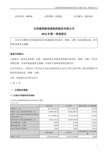 Thumbnail CSPC Innovation Pharmaceutical Quarterly Report 2022-q1