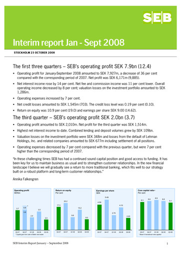 Thumbnail Skandinaviska Enskilda Banken Quarterly Report 2008-q3